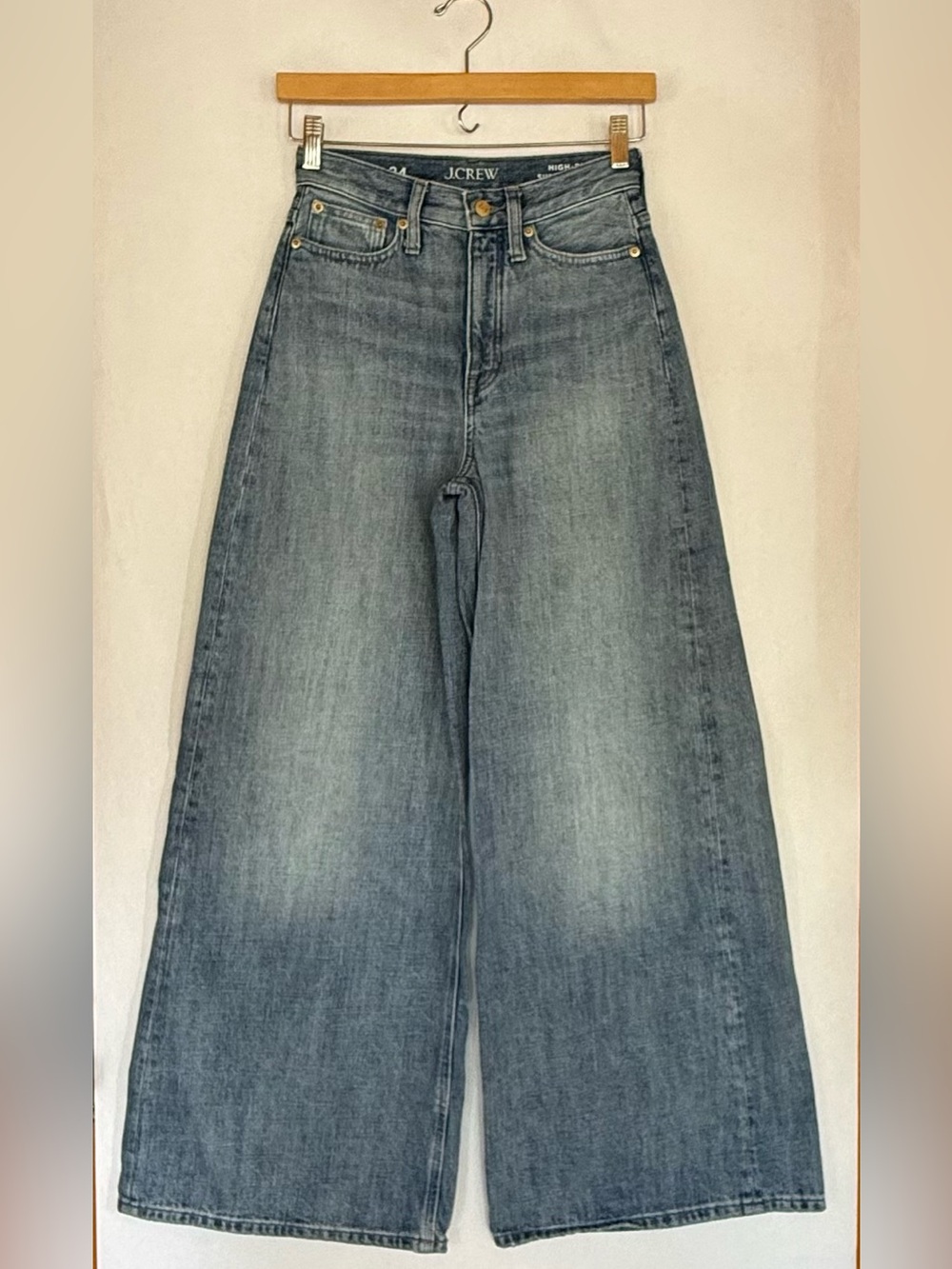 J. Crew Wide Leg High-Rise Jeans in Light Blue Wash